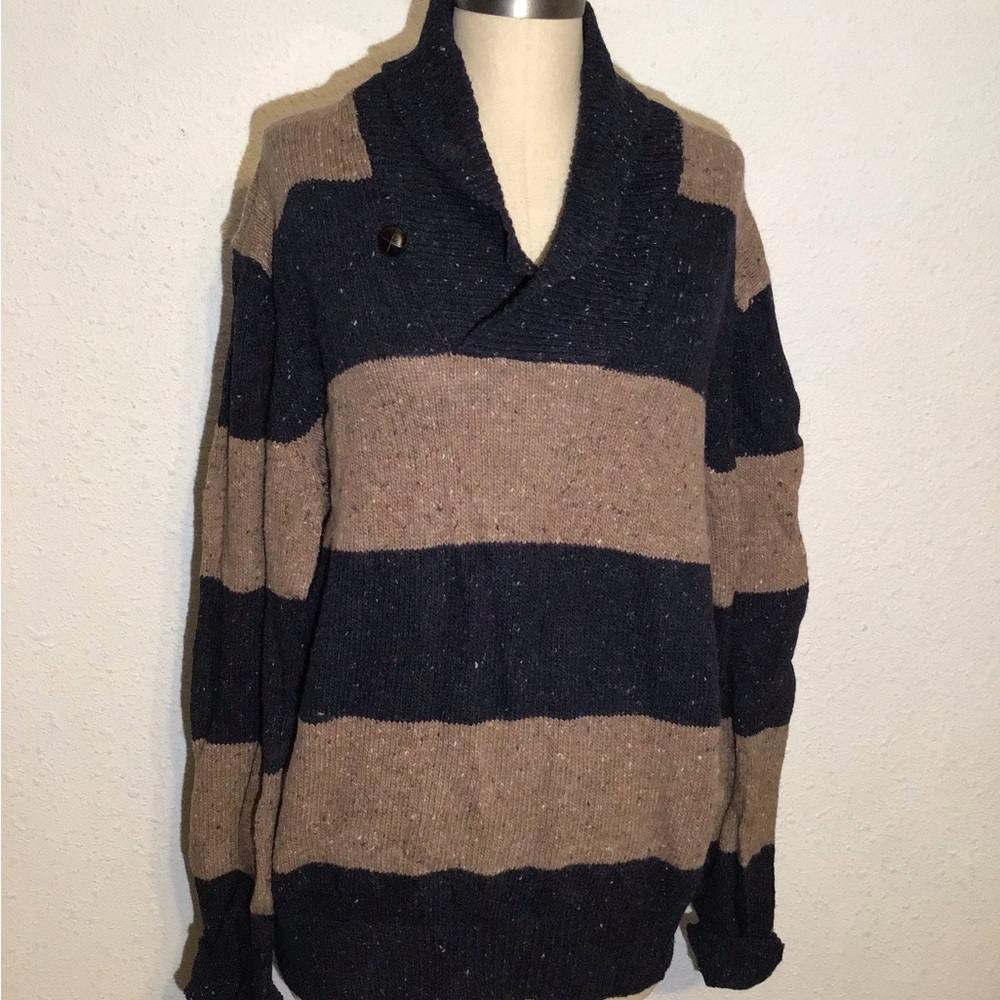 Vince men’s stripe shawl collar wool sweater size large - Picture 5 of 11